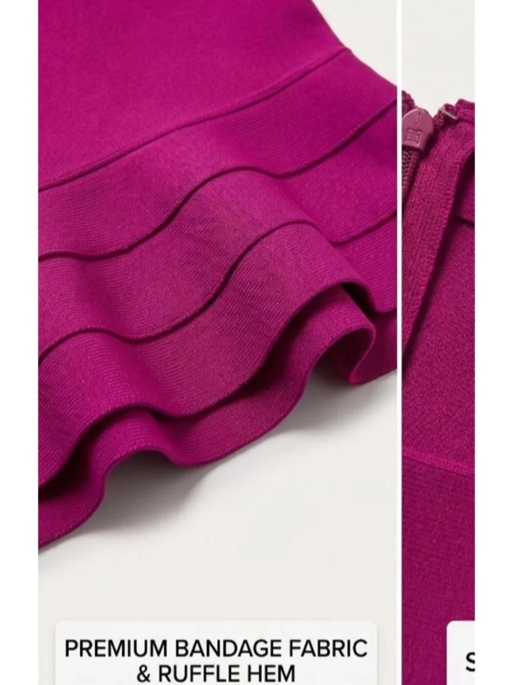 Akira Halter Neck Peplum Mermaid Bandage Cocktail Dress Magenta L